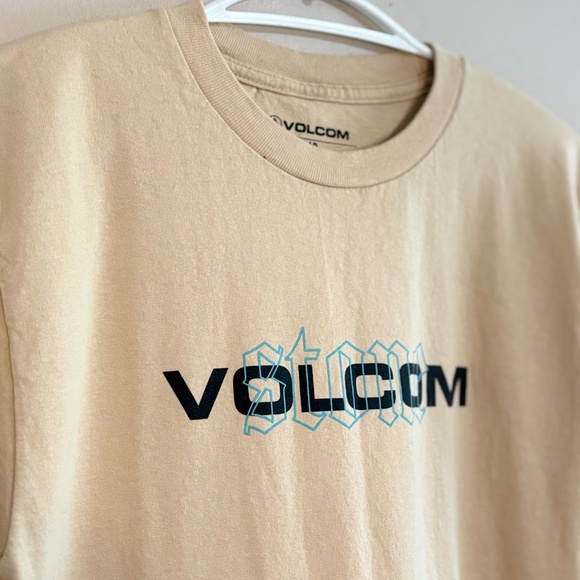 Volcom Stone Beige Cotton Short Sleeve T-Shirt w Logo - Picture 5 of 13